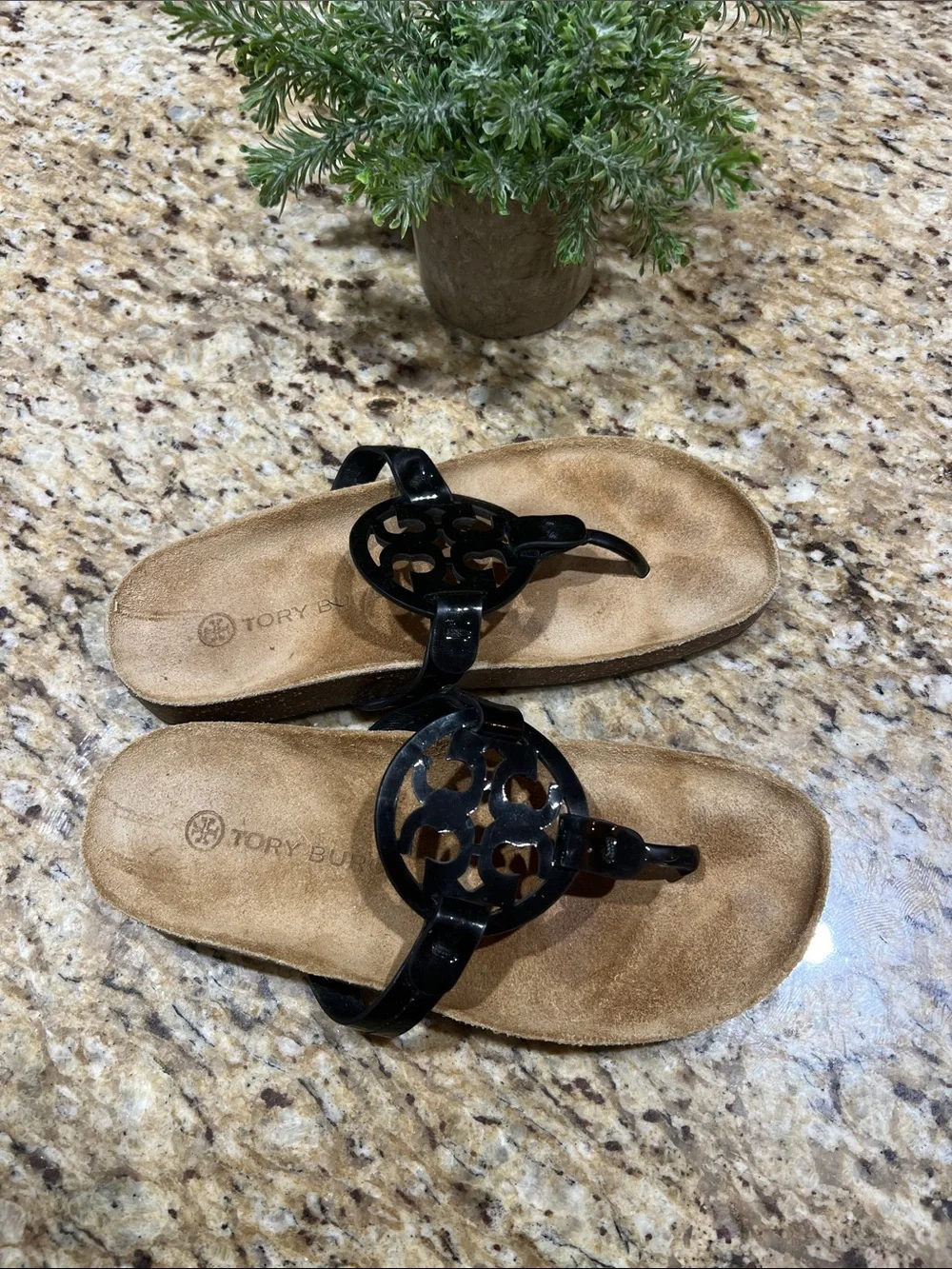 Tory Burch Black/Natural Miller Cloud Sandals 6M